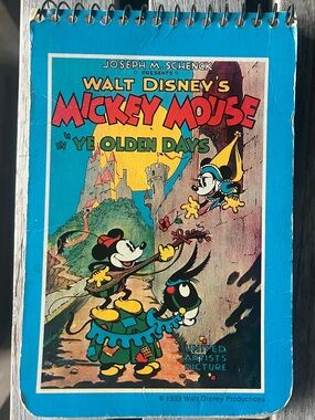 Vintage Walt Disney Mickey Mouse “Ye Olden Days” Memo Notebook 60 Sheet 4x6 Rare